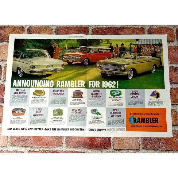 1961 Announcing Rambler for 1962 cars - 2pg Vtg PRINT AD - Picture 1 of 13